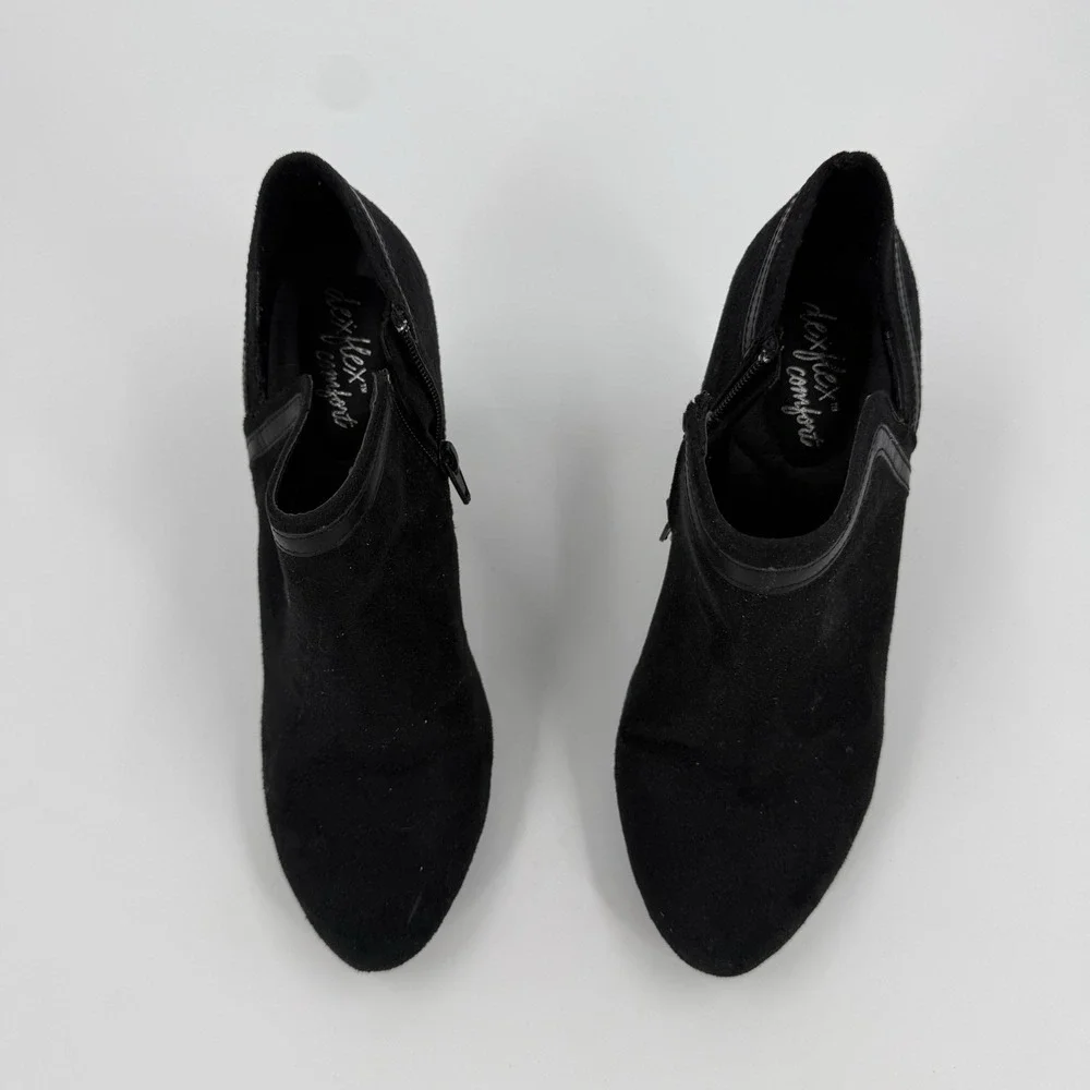Dexflex Comfort Women's Size 8.5 Black Faux Suede Ankle Booties High Heel Zip